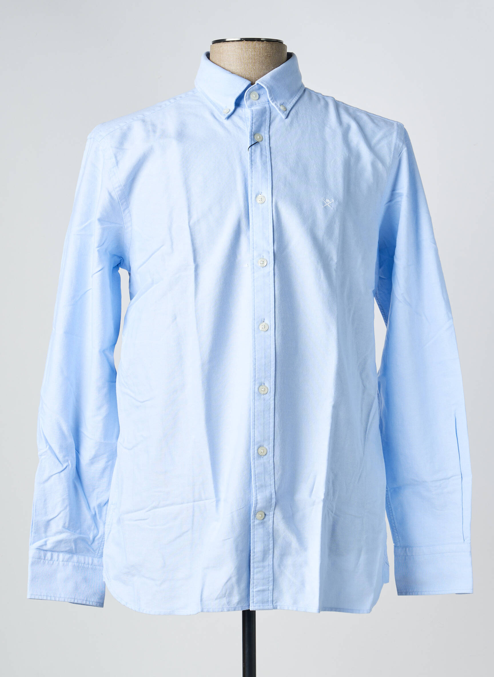 Chemise manches longues tissage popeline bleu HACKETT homme
