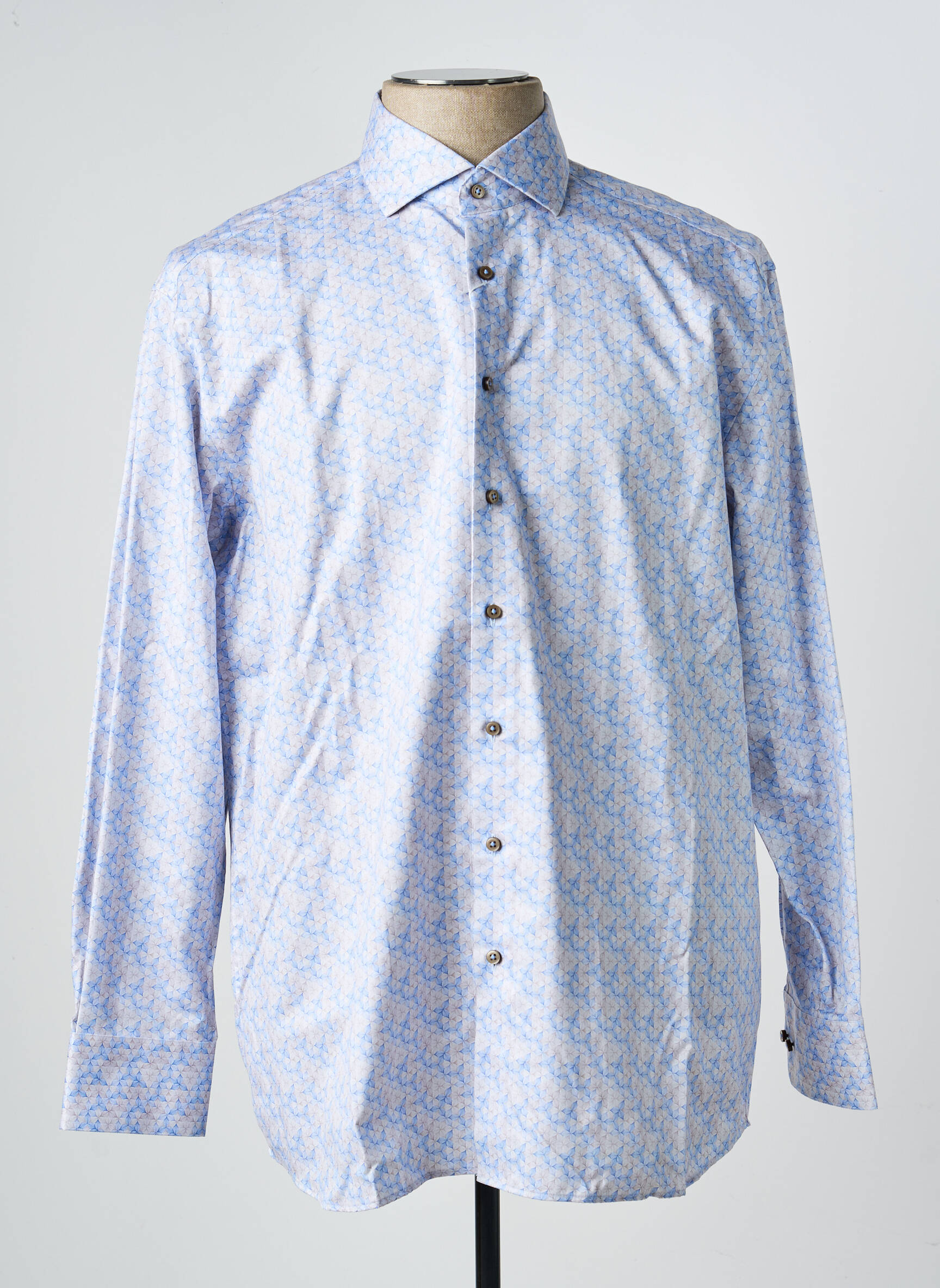 Chemise manches longues imprimé fantaisie bleu 1863 BY ETERNA homme