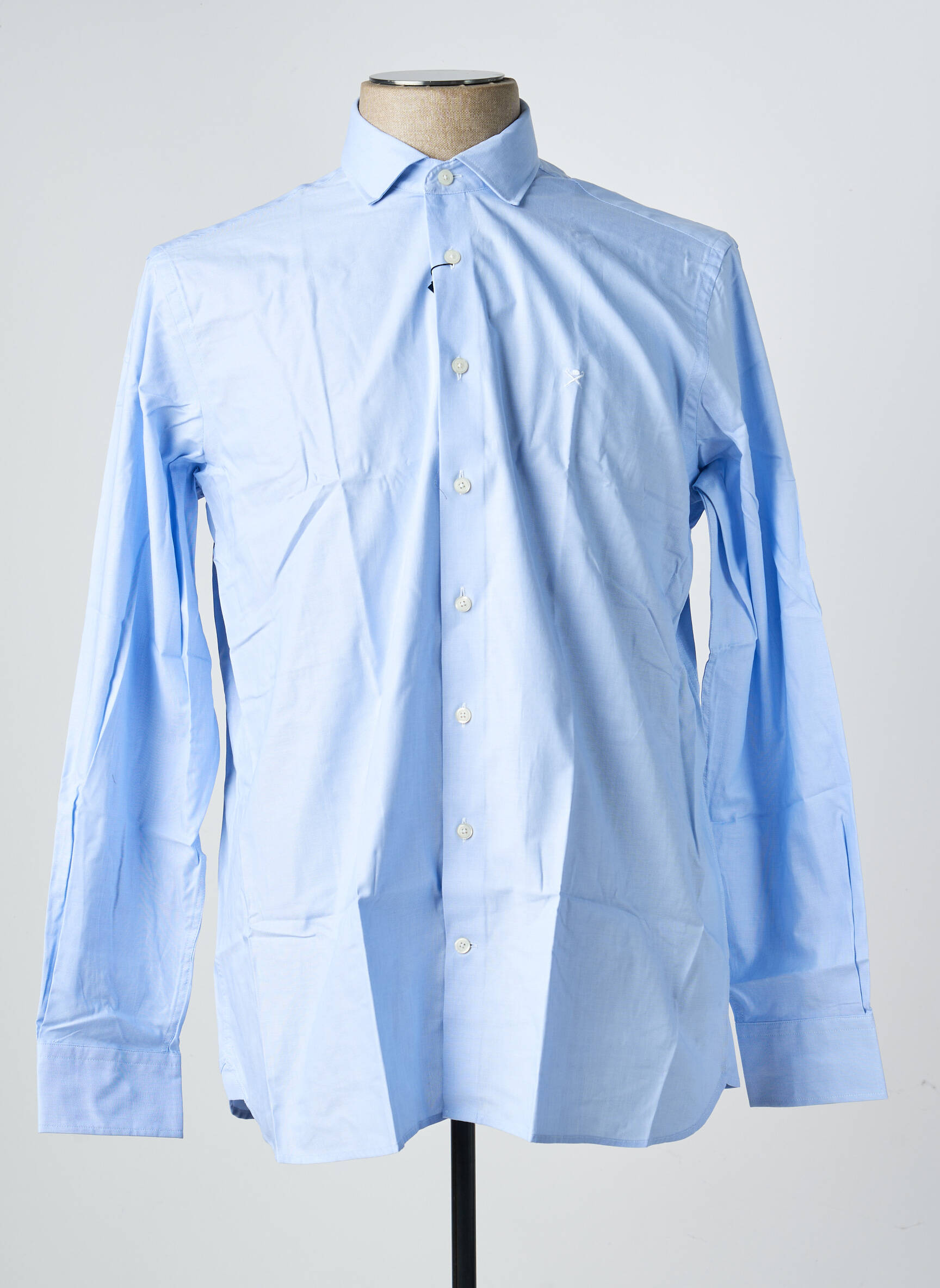 Chemise manches longues tissage popeline bleu HACKETT homme