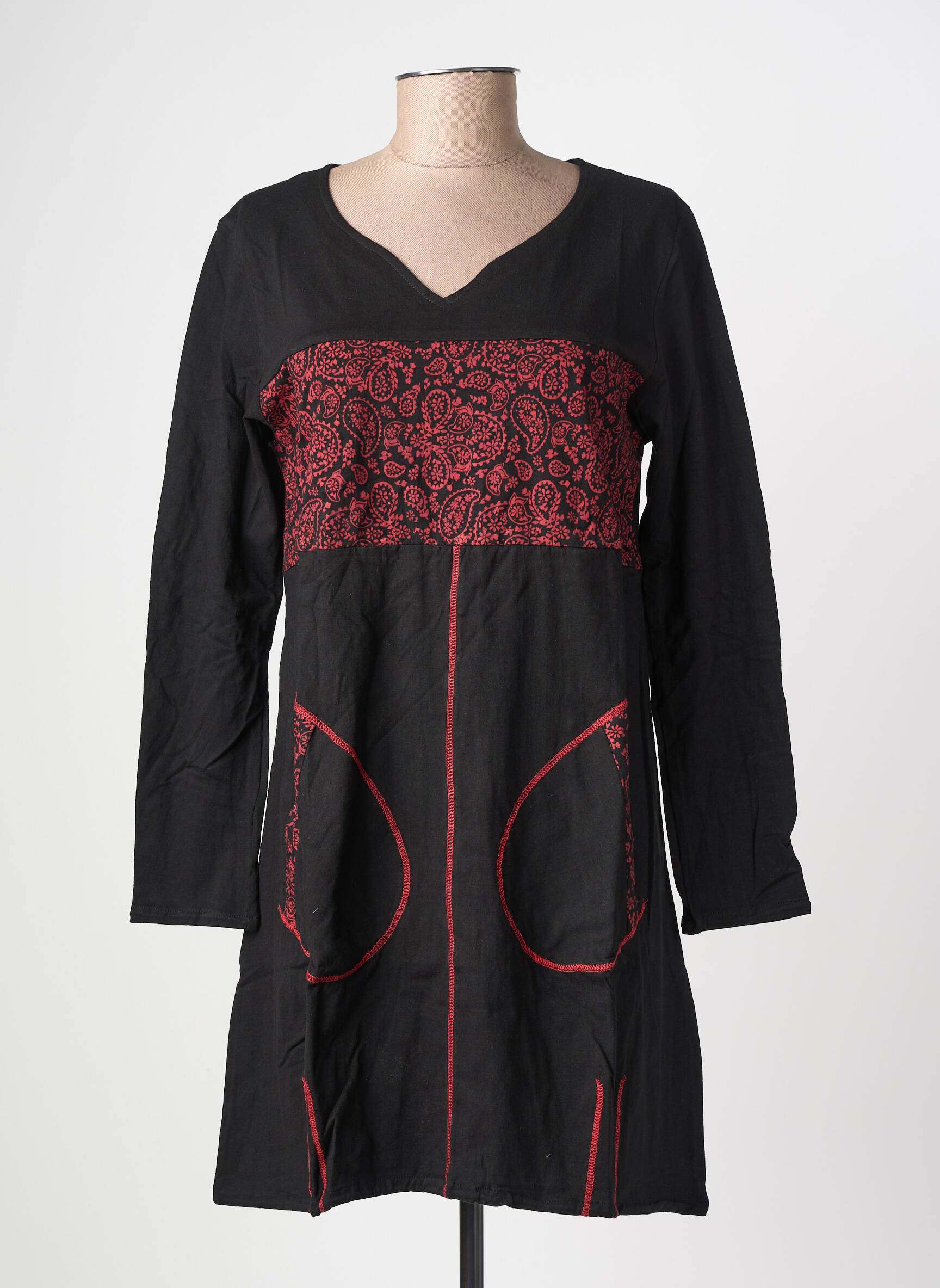 Robe courte manches longues manches longues noir SINOE BY BAMBOO'S femme