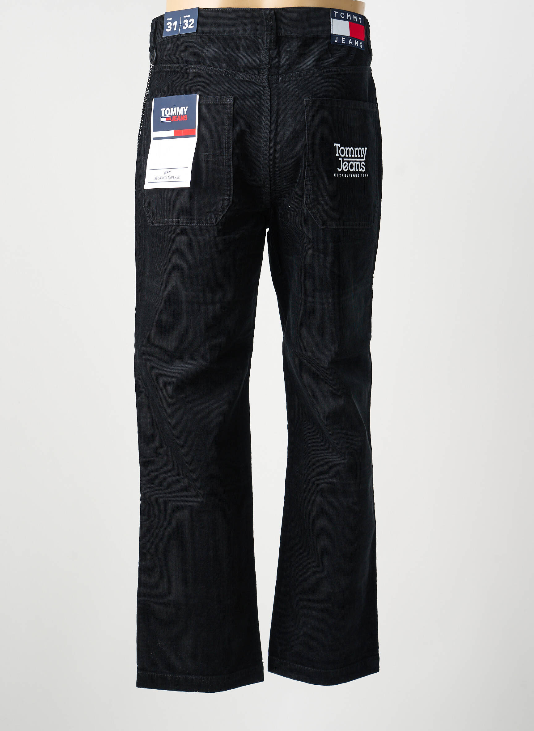 Pantalon droit stretch taille normale noir TOMMY HILFIGER homme