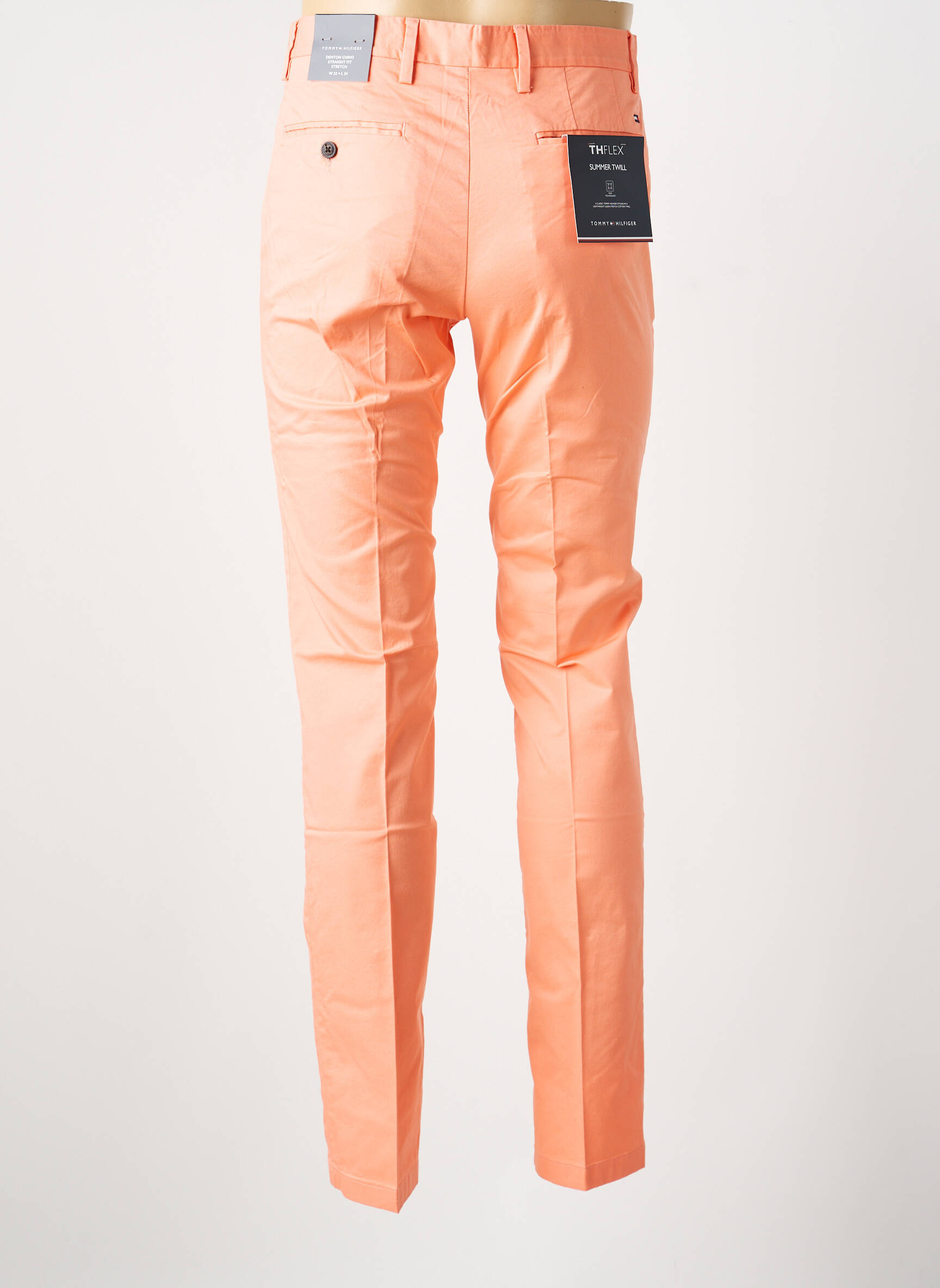 Pantalon chino fermeture zippée sous rabat avec crochet taille normale orange TOMMY HILFIGER homme