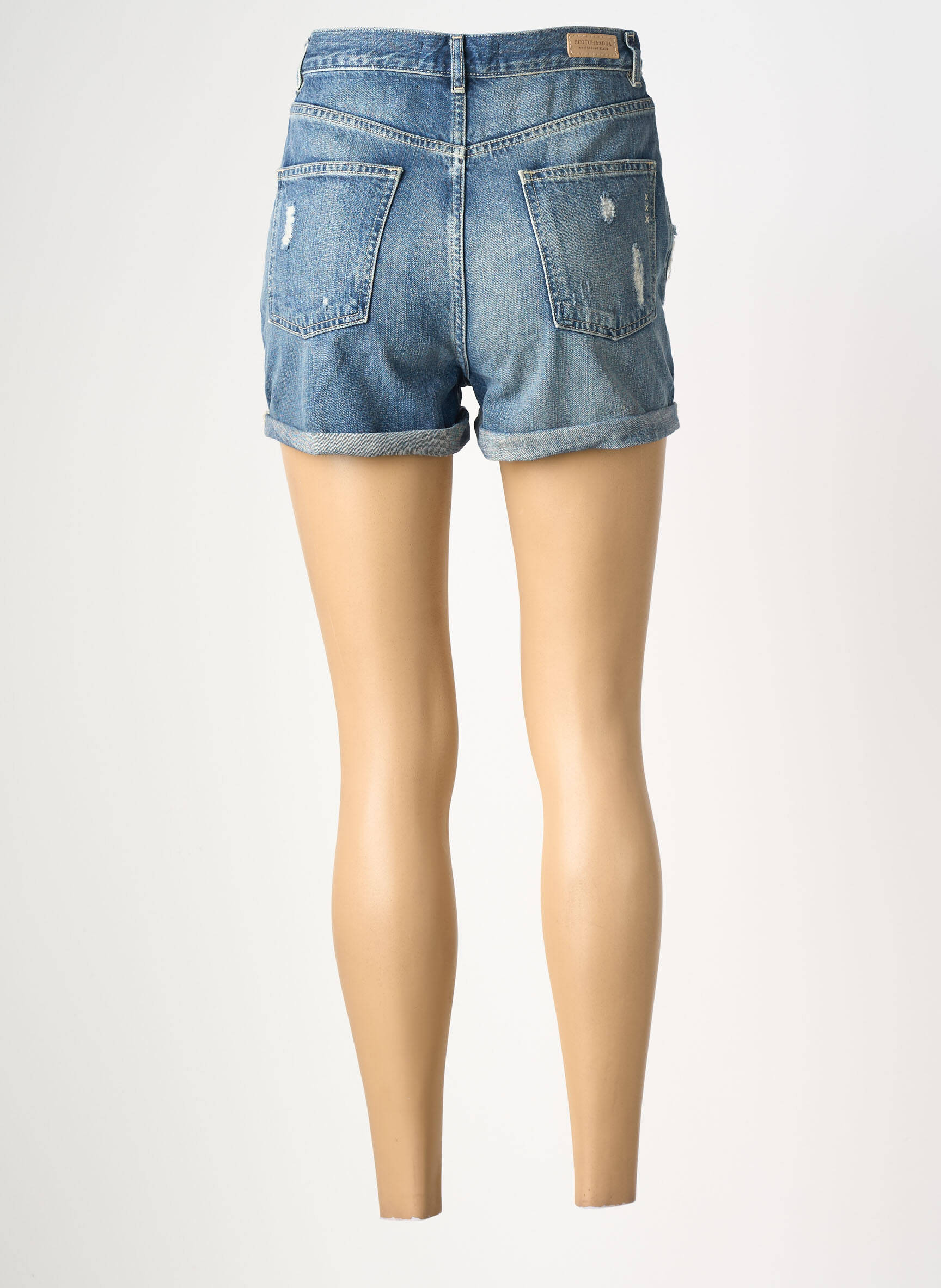 Short tissage denim taille haute bleu SCOTCH & SODA femme