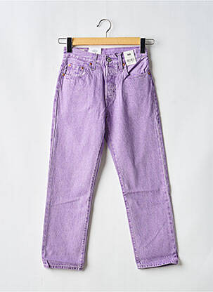 Jeans coupe droite broderie rivets taille haute violet LEVI'S femme