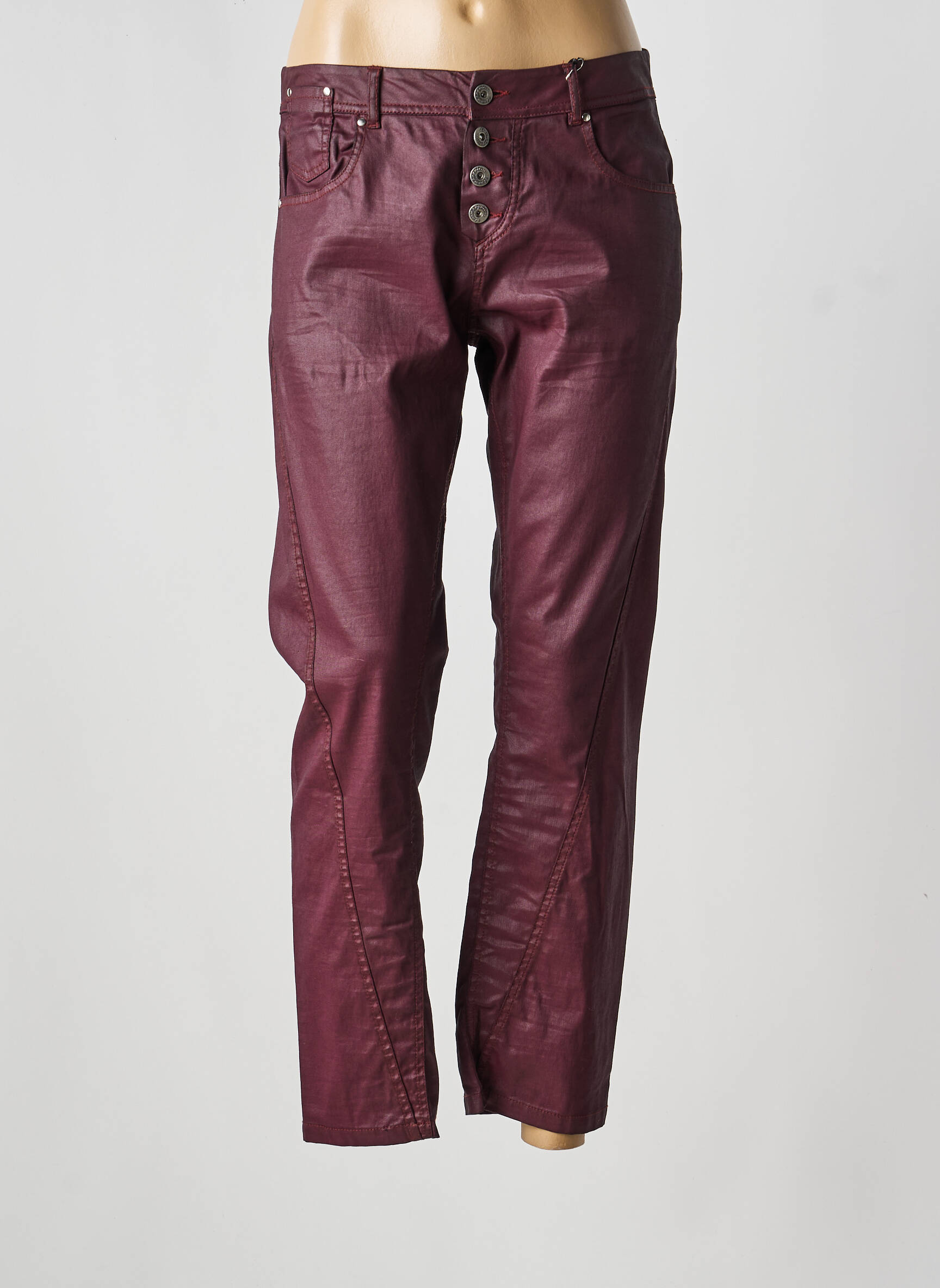 Pantalon droit stretch taille normale violet ET COMPAGNIE femme
