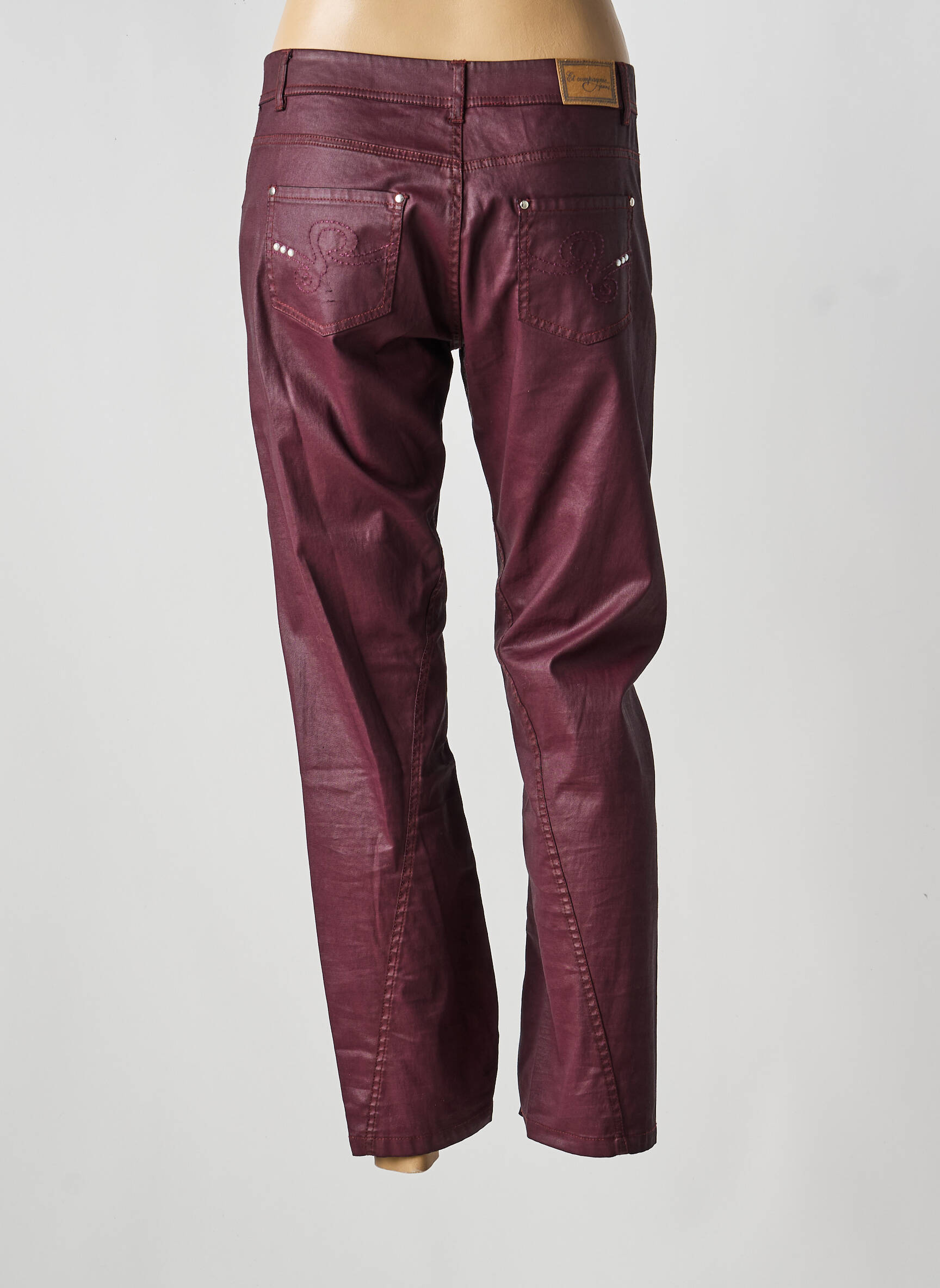 Pantalon droit stretch taille normale violet ET COMPAGNIE femme