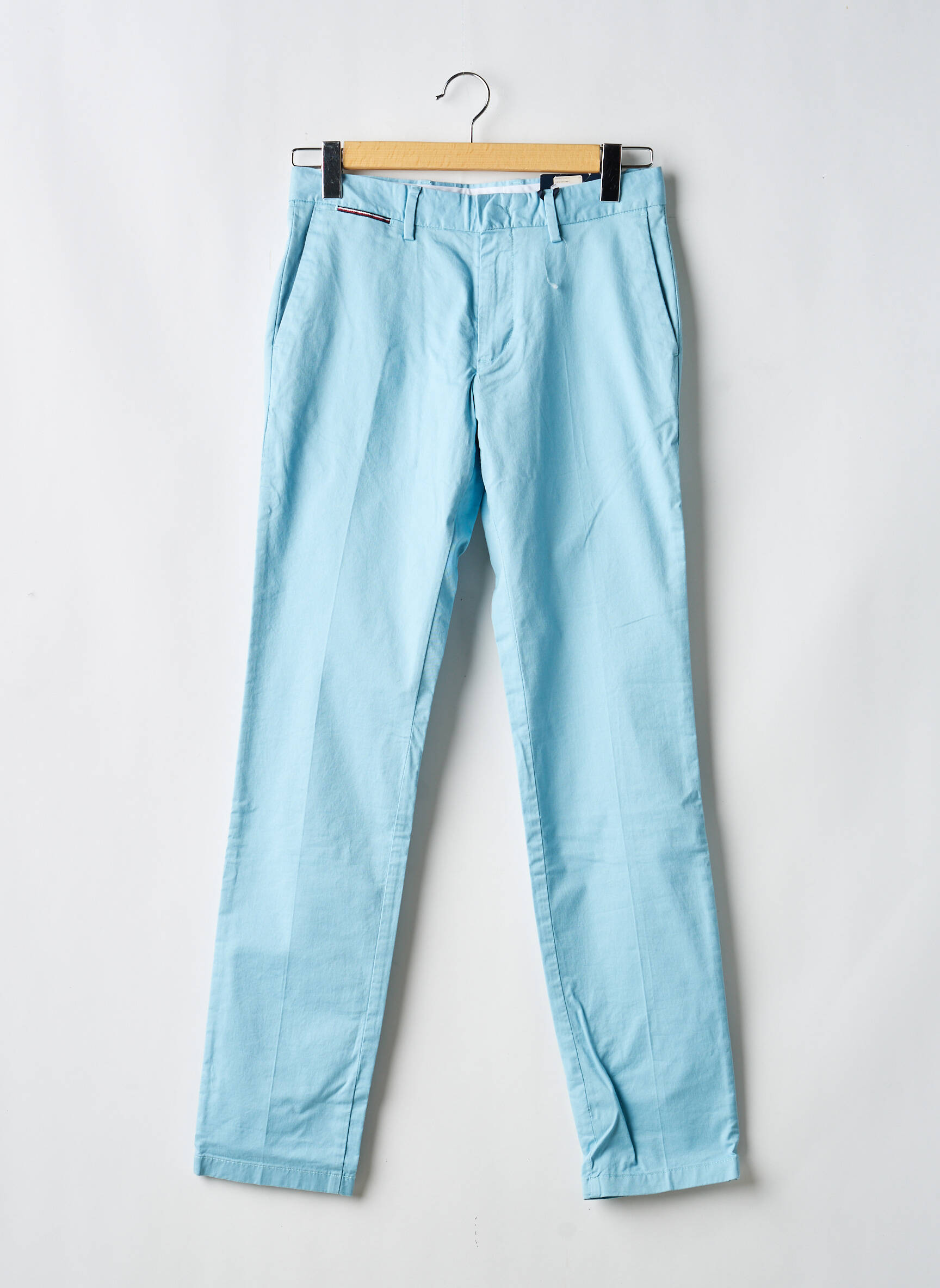 Pantalon chino fermeture zippée sous rabat avec crochet taille normale bleu TOMMY HILFIGER homme