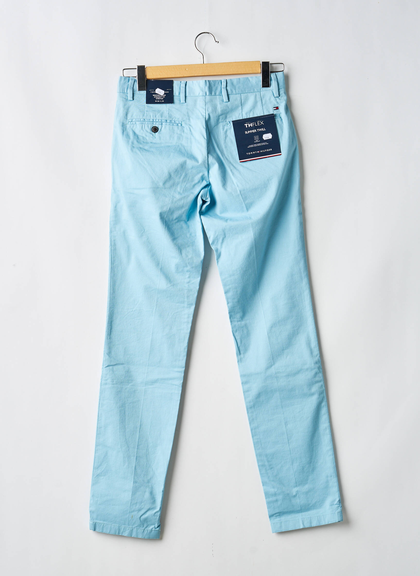 Pantalon chino fermeture zippée sous rabat avec crochet taille normale bleu TOMMY HILFIGER homme