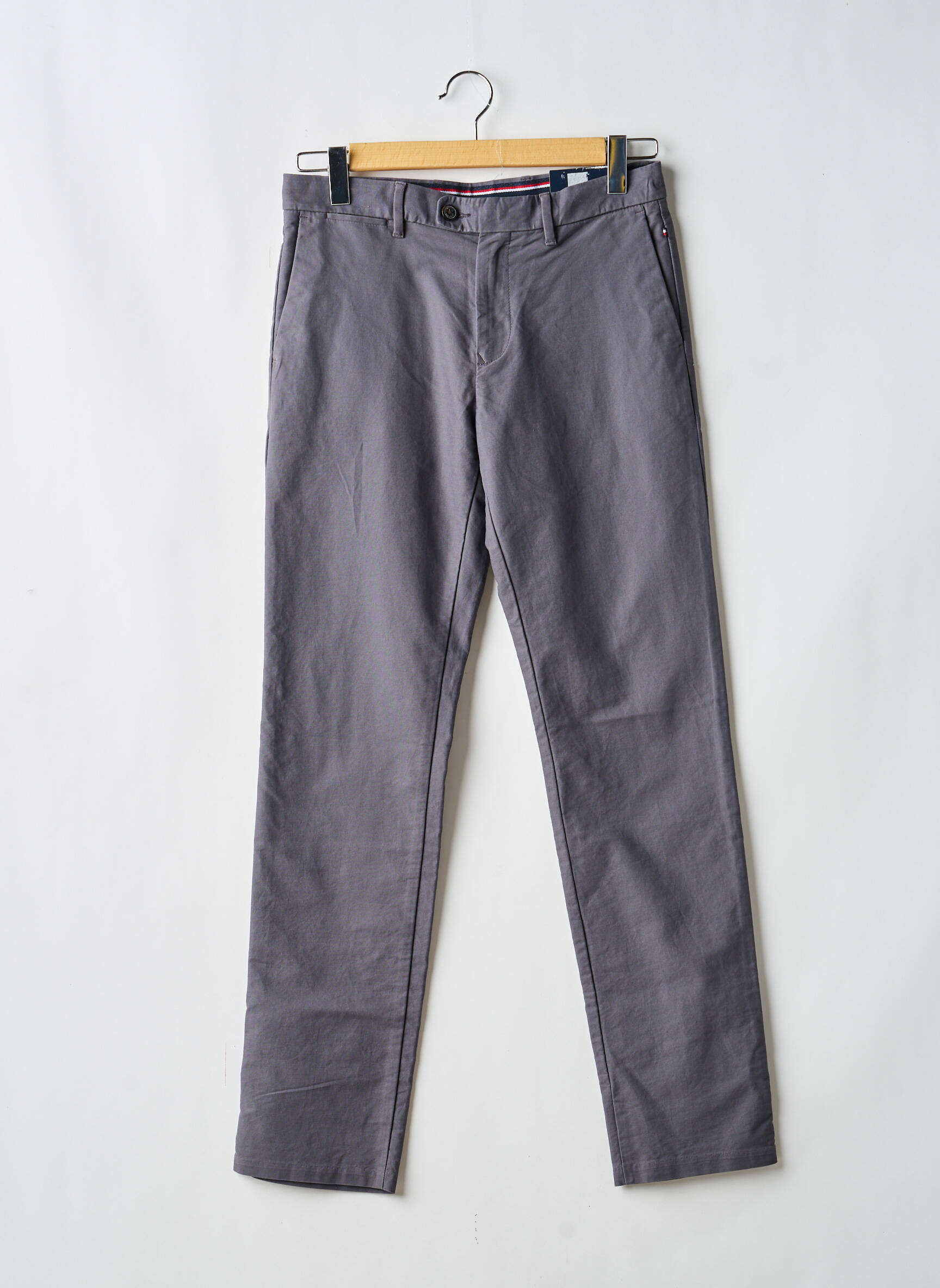 Pantalon chino fermeture zippée sous rabat avec crochet taille normale gris TOMMY HILFIGER homme