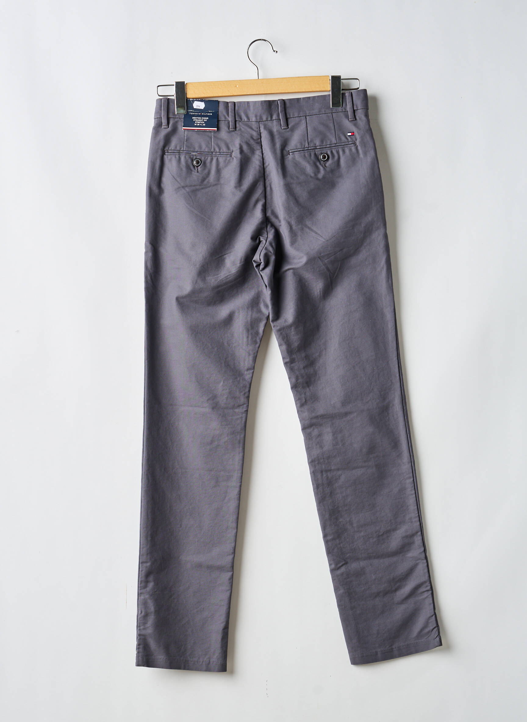 Pantalon chino fermeture zippée sous rabat avec crochet taille normale gris TOMMY HILFIGER homme