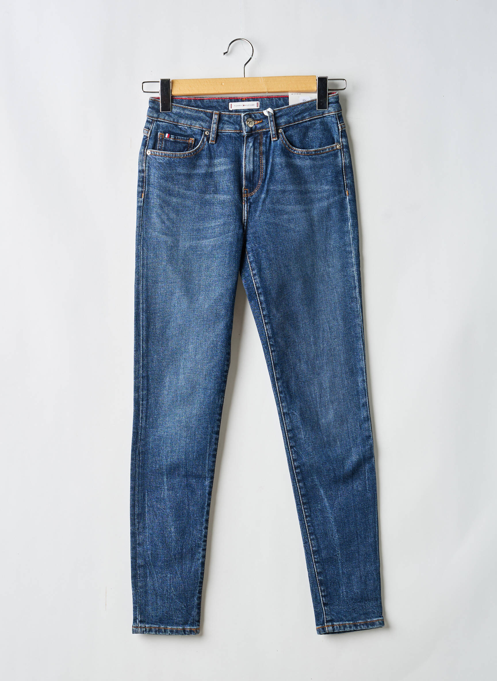 Jeans coupe slim broderie rivets taille normale bleu TOMMY HILFIGER femme