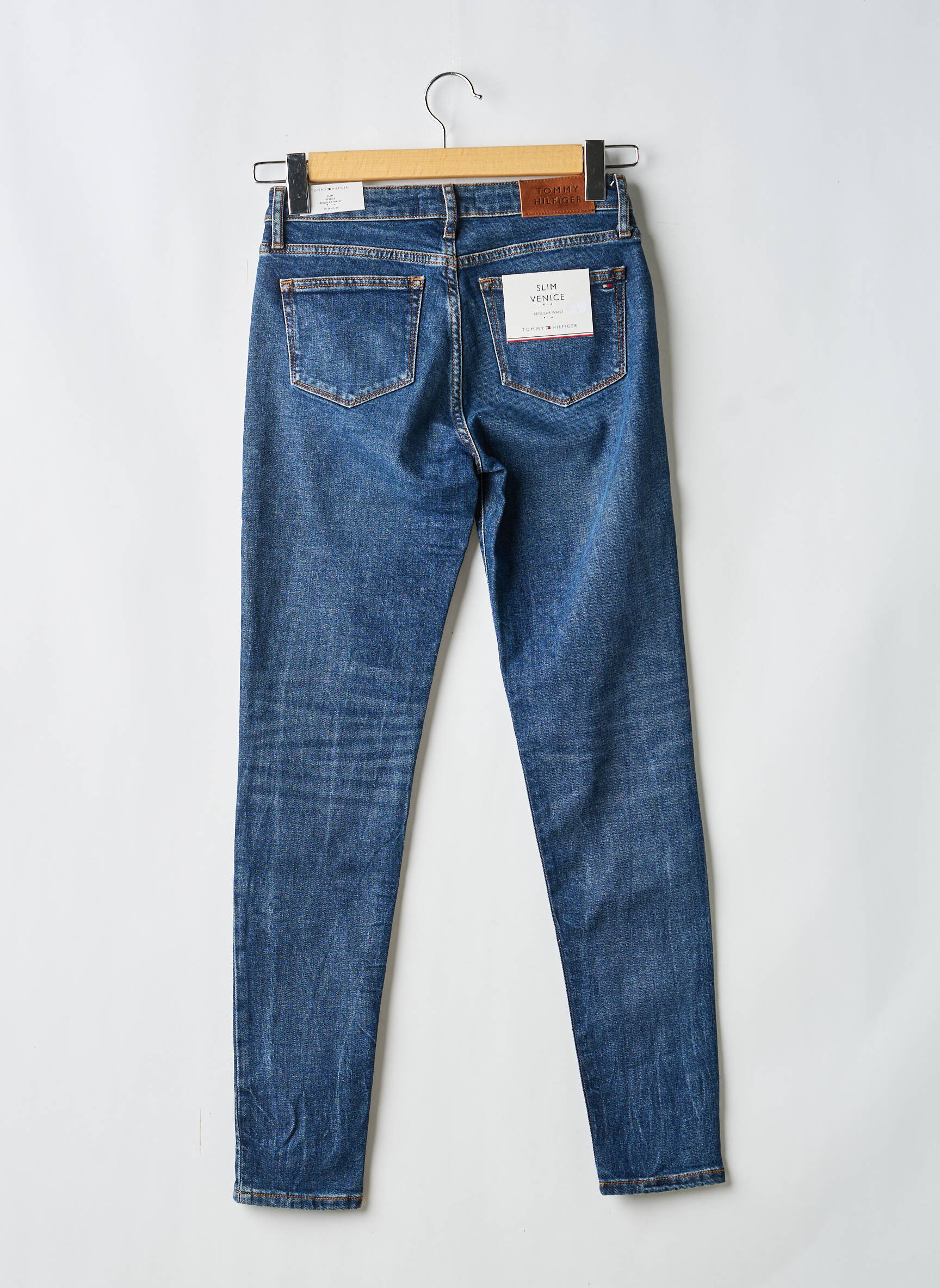 Jeans coupe slim broderie rivets taille normale bleu TOMMY HILFIGER femme