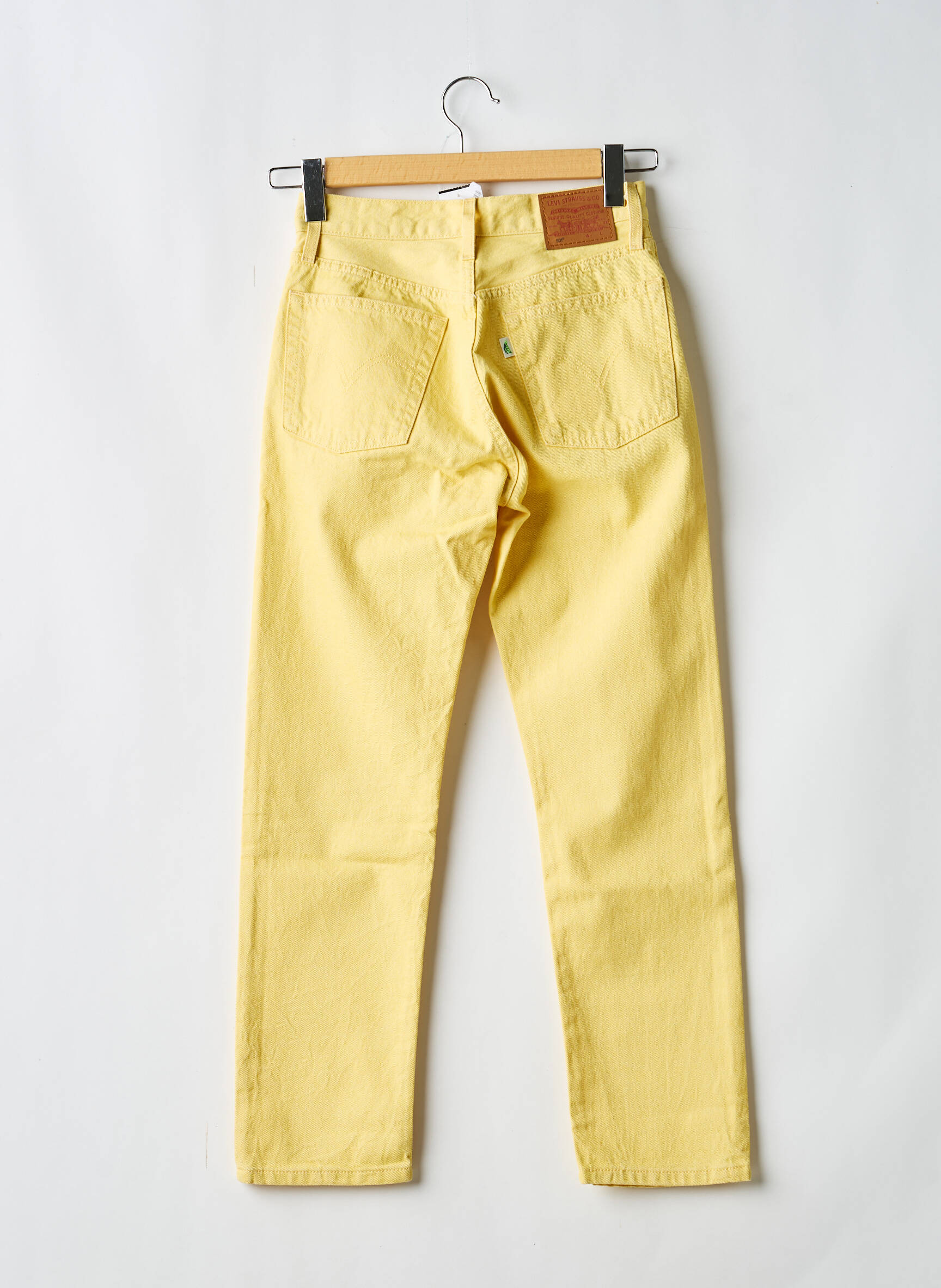 Jeans coupe droite broderie rivets taille haute jaune LEVI'S femme