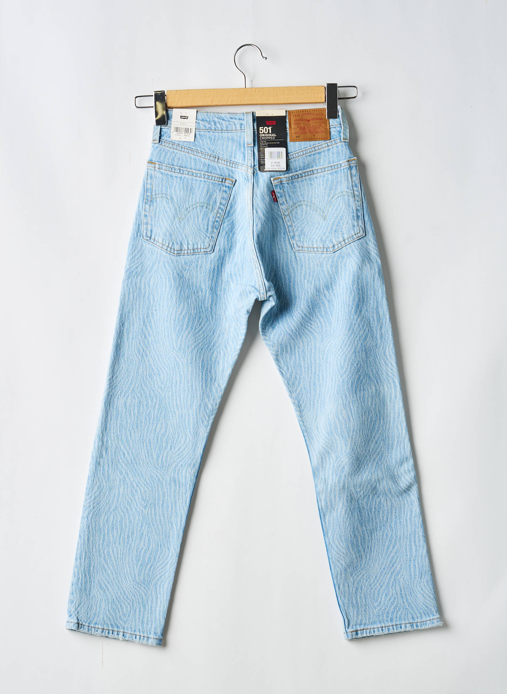 Jeans coupe droite broderie rivets taille haute bleu LEVI'S femme
