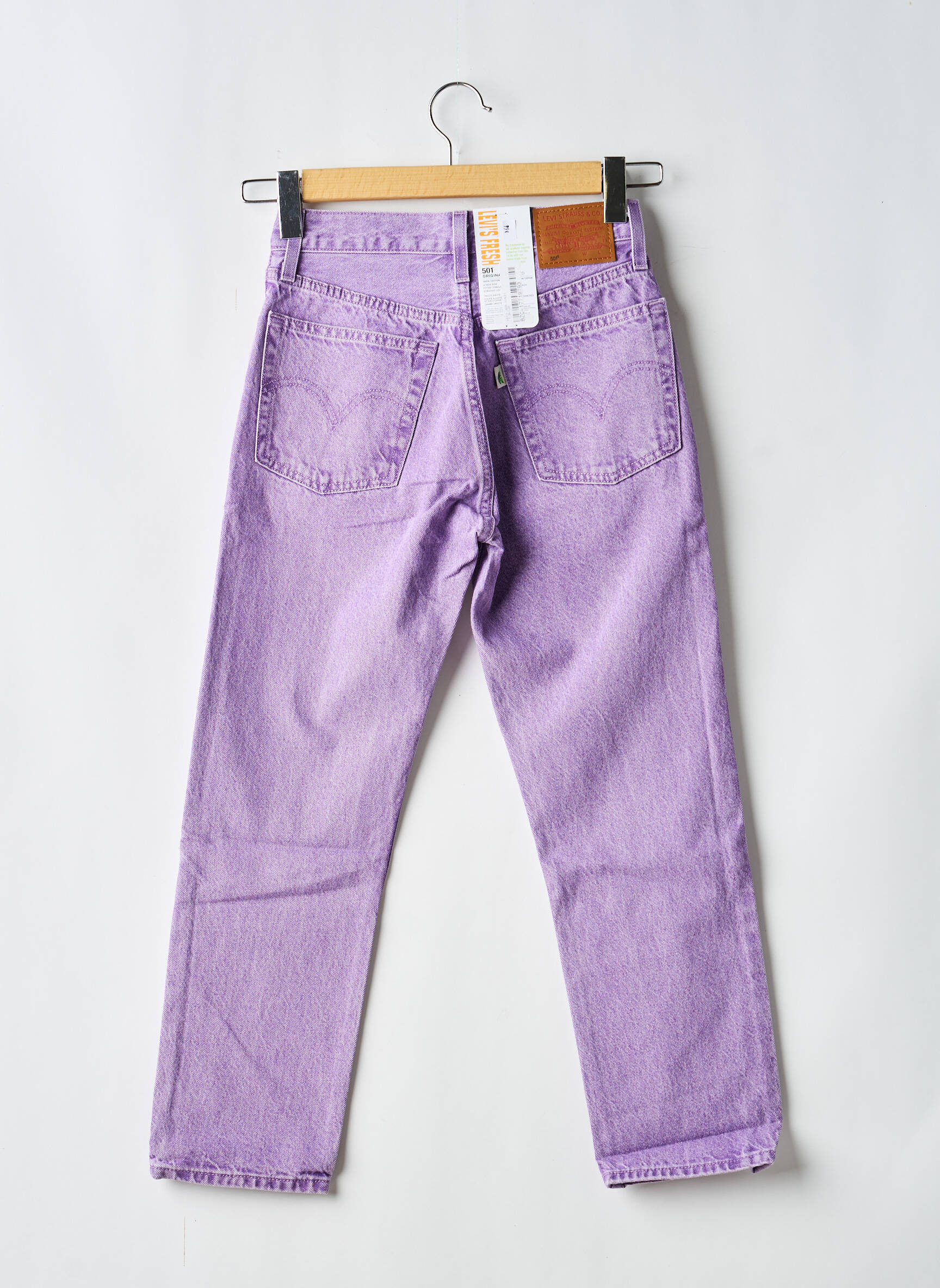 Jeans coupe droite broderie rivets taille haute violet LEVI'S femme