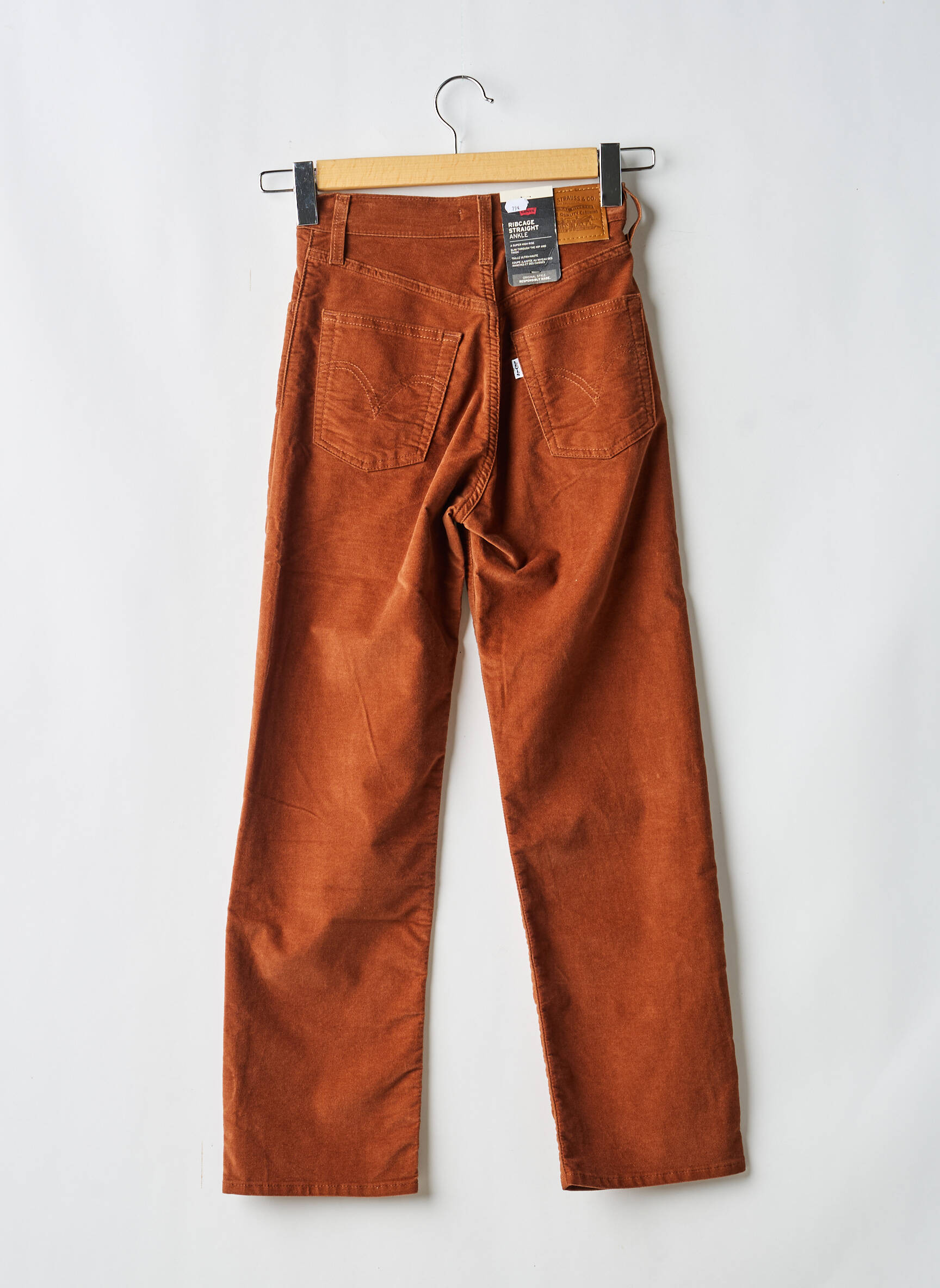 Pantalon droit stretch taille haute marron LEVI'S femme