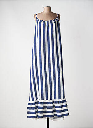 Robe longue coupe évasée fines bretelles bleu ESTEE BROWN femme
