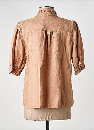 Blouse tissage crêpe manches courtes marron NAIS femme