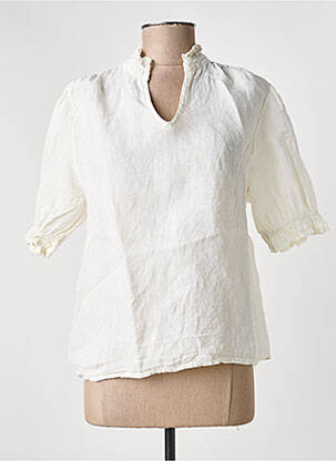 Blouse tissage crêpe manches courtes beige NAIS femme
