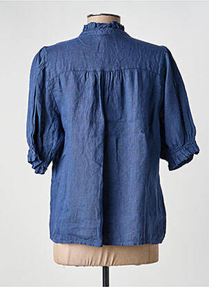 Blouse tissage crêpe manches courtes bleu NAIS femme