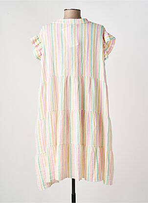 Robe mi-longue tissage crêpe manches courtes jaune ROSAN & CO femme