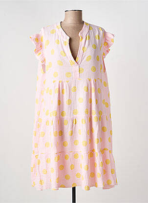 Robe courte coupe évasée manches courtes orange ROSAN & CO femme