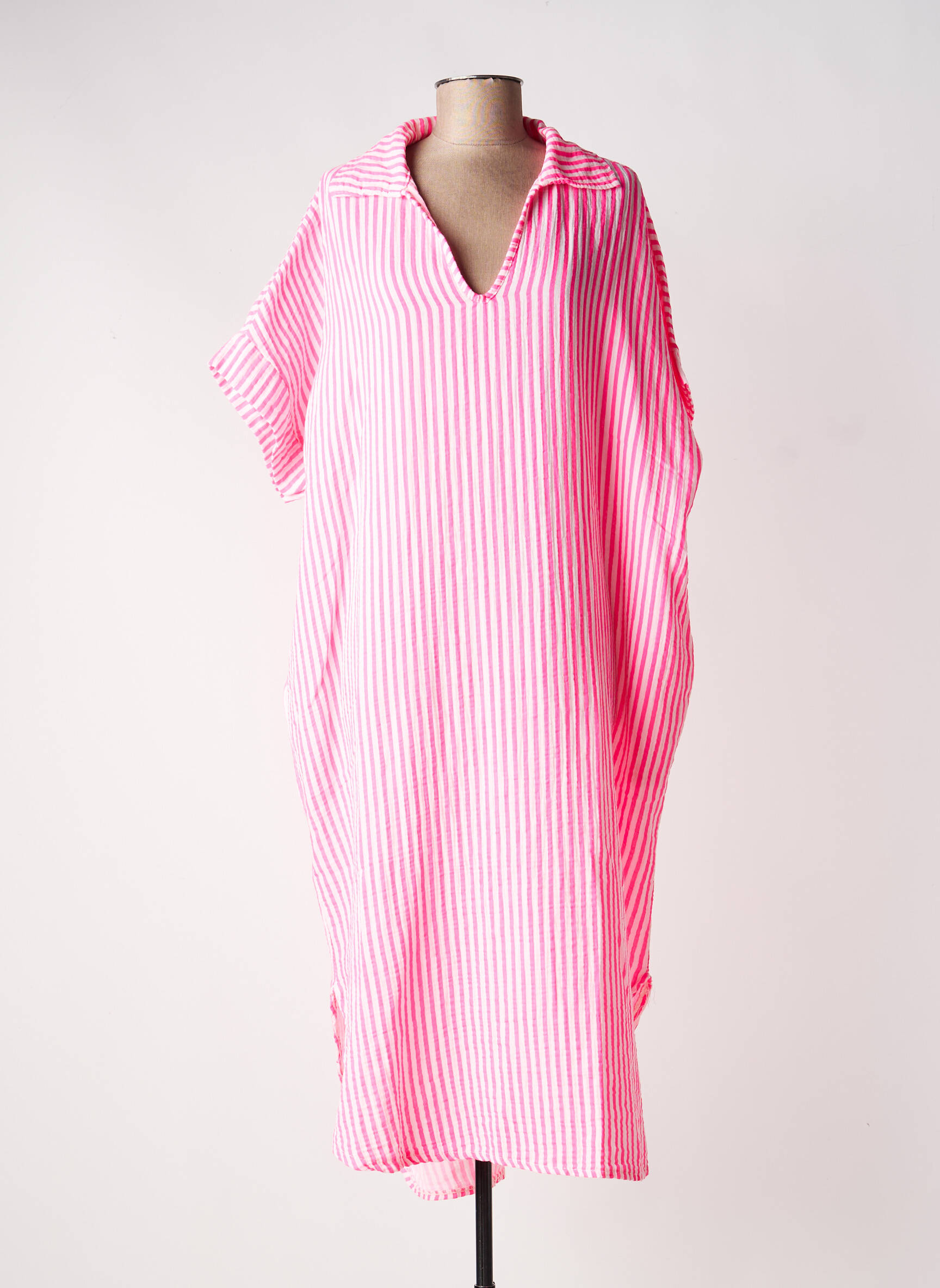 Robe longue manches courtes manches courtes rose ESTEE BROWN femme