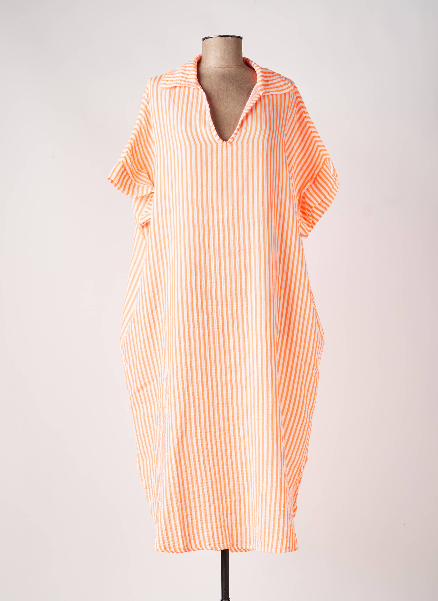 Robe longue manches courtes manches courtes orange ESTEE BROWN femme