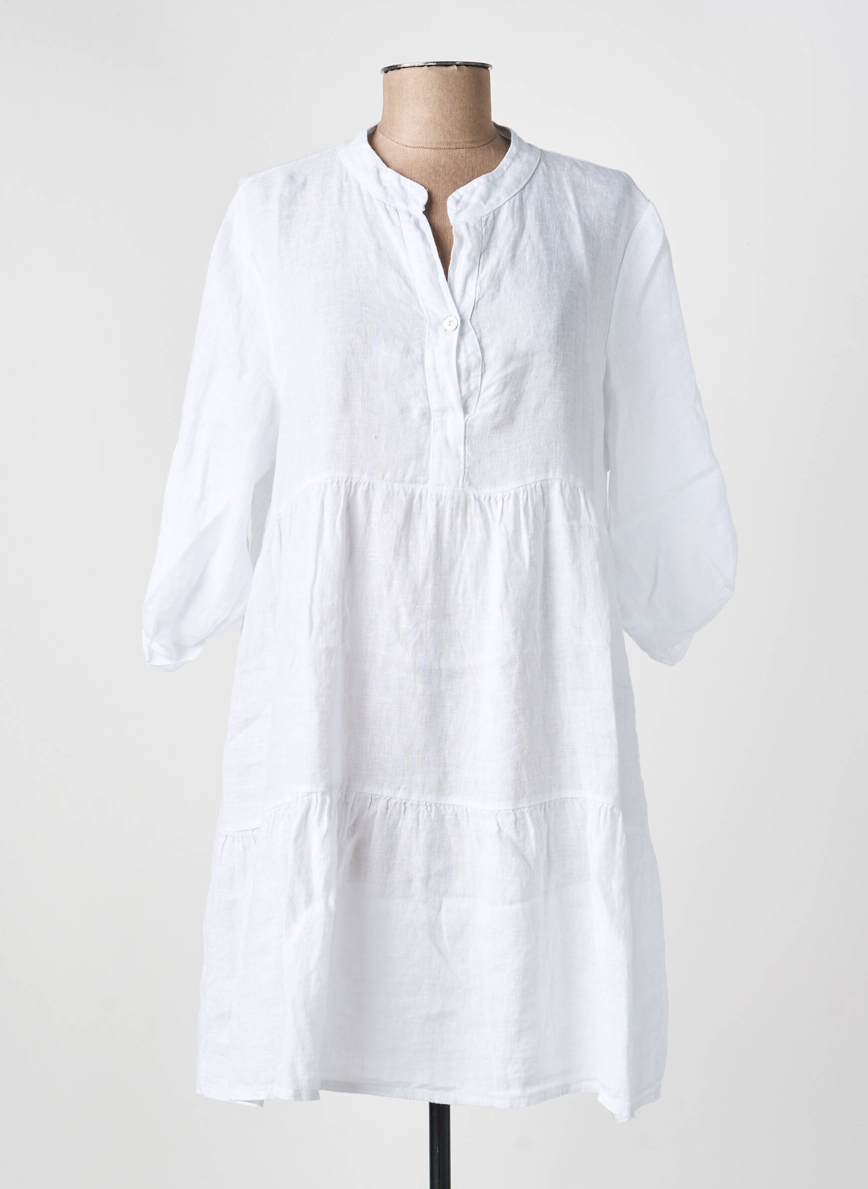 Robe courte manches 3/4 manches 3/4 blanc NAIS femme