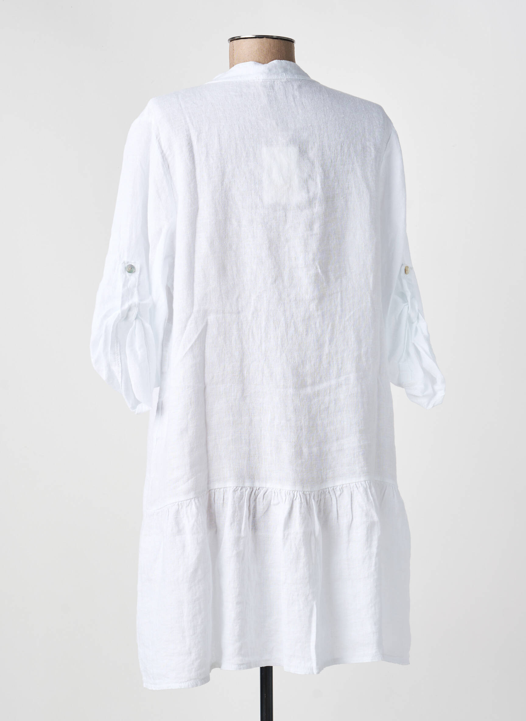 Robe courte manches 3/4 manches 3/4 blanc NAIS femme
