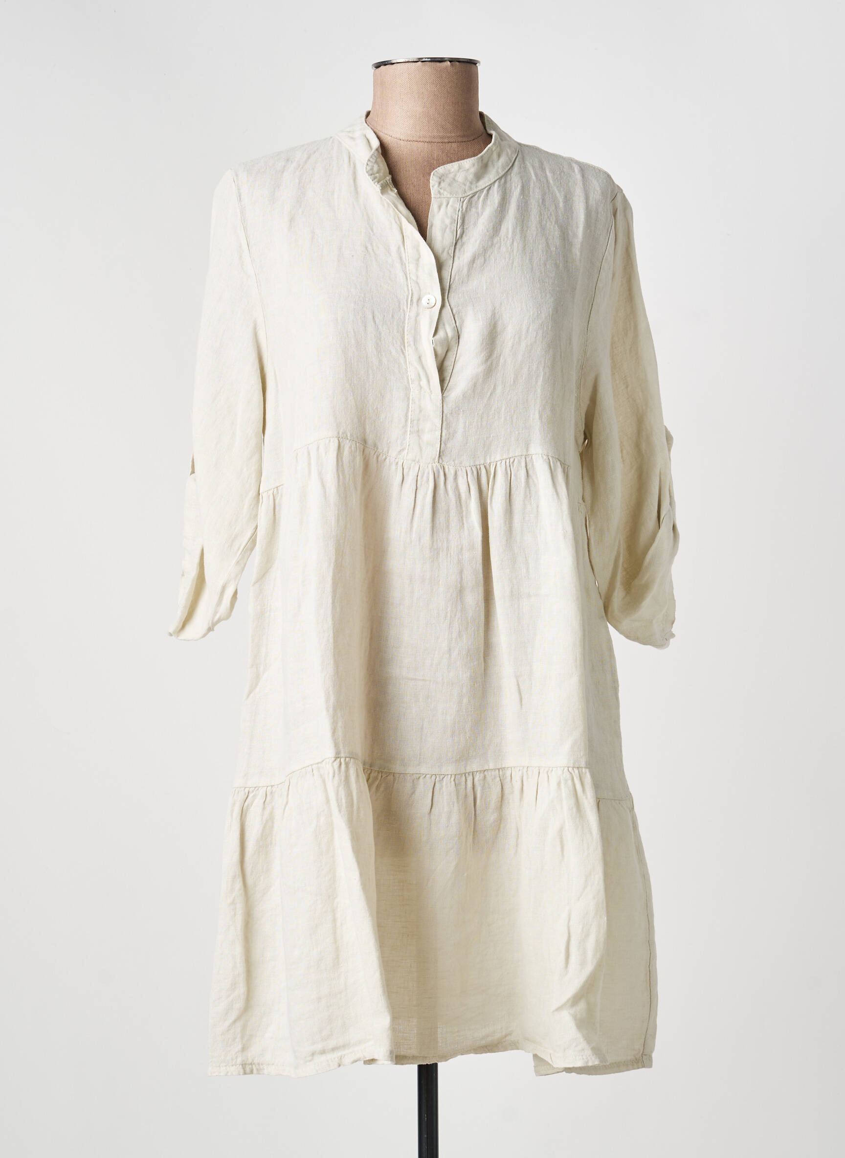 Robe courte manches 3/4 manches 3/4 gris NAIS femme