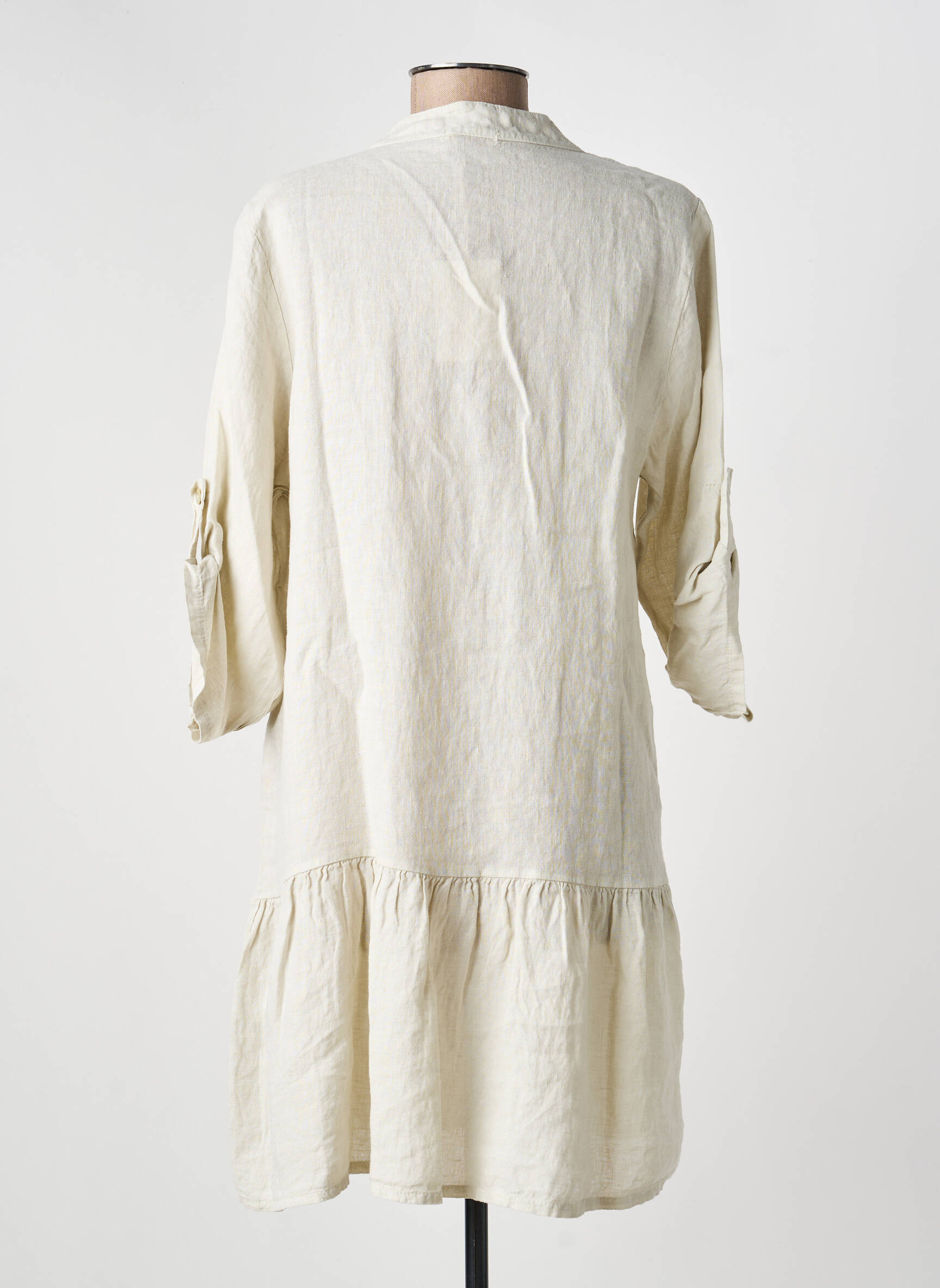 Robe courte manches 3/4 manches 3/4 gris NAIS femme