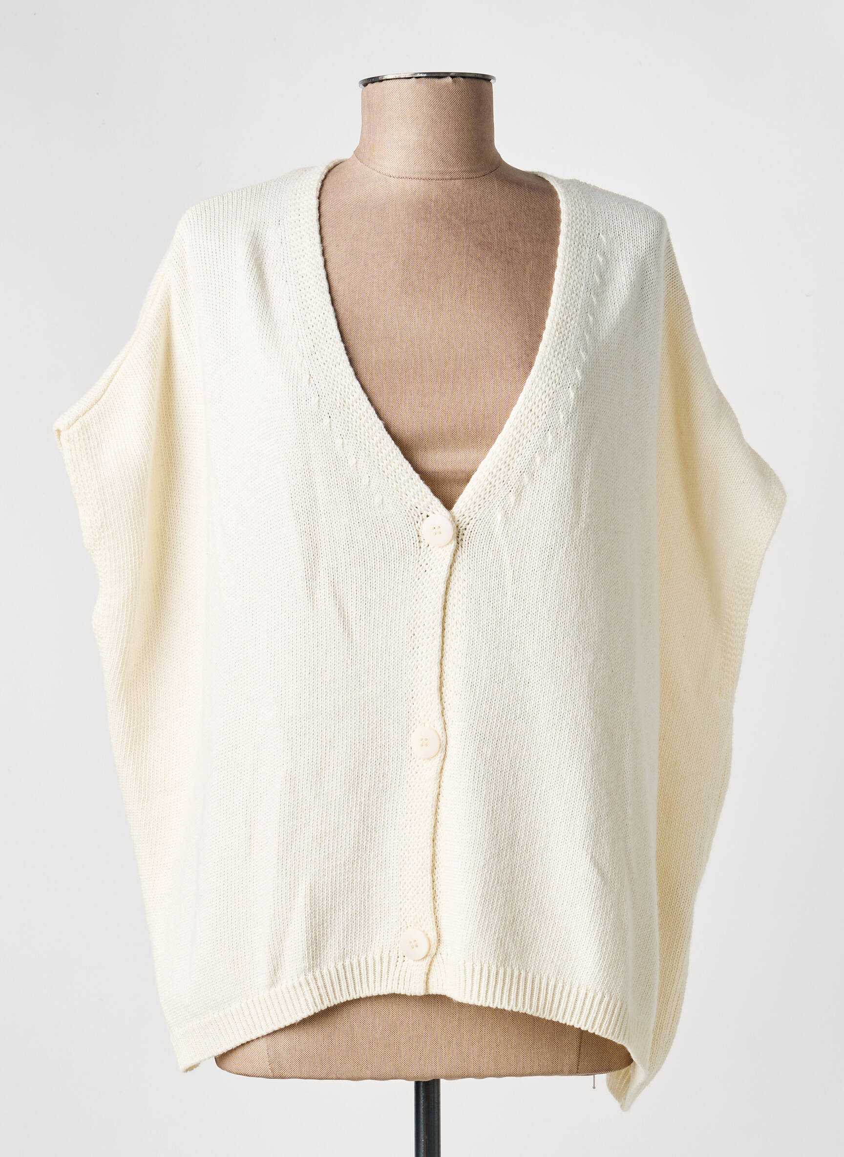 Gilet manches longues manches 3/4 beige O'MER femme