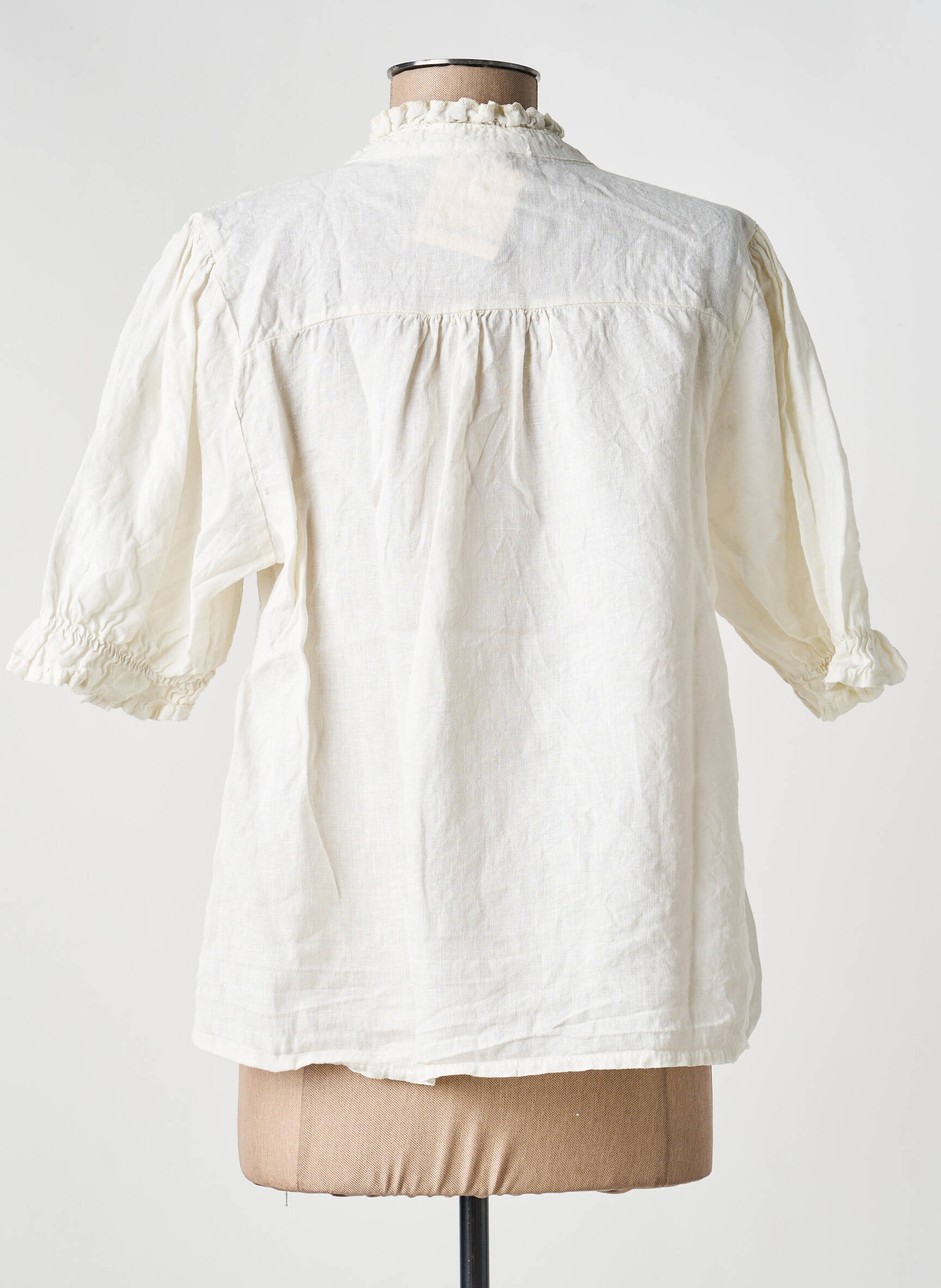Blouse tissage crêpe manches courtes beige NAIS femme