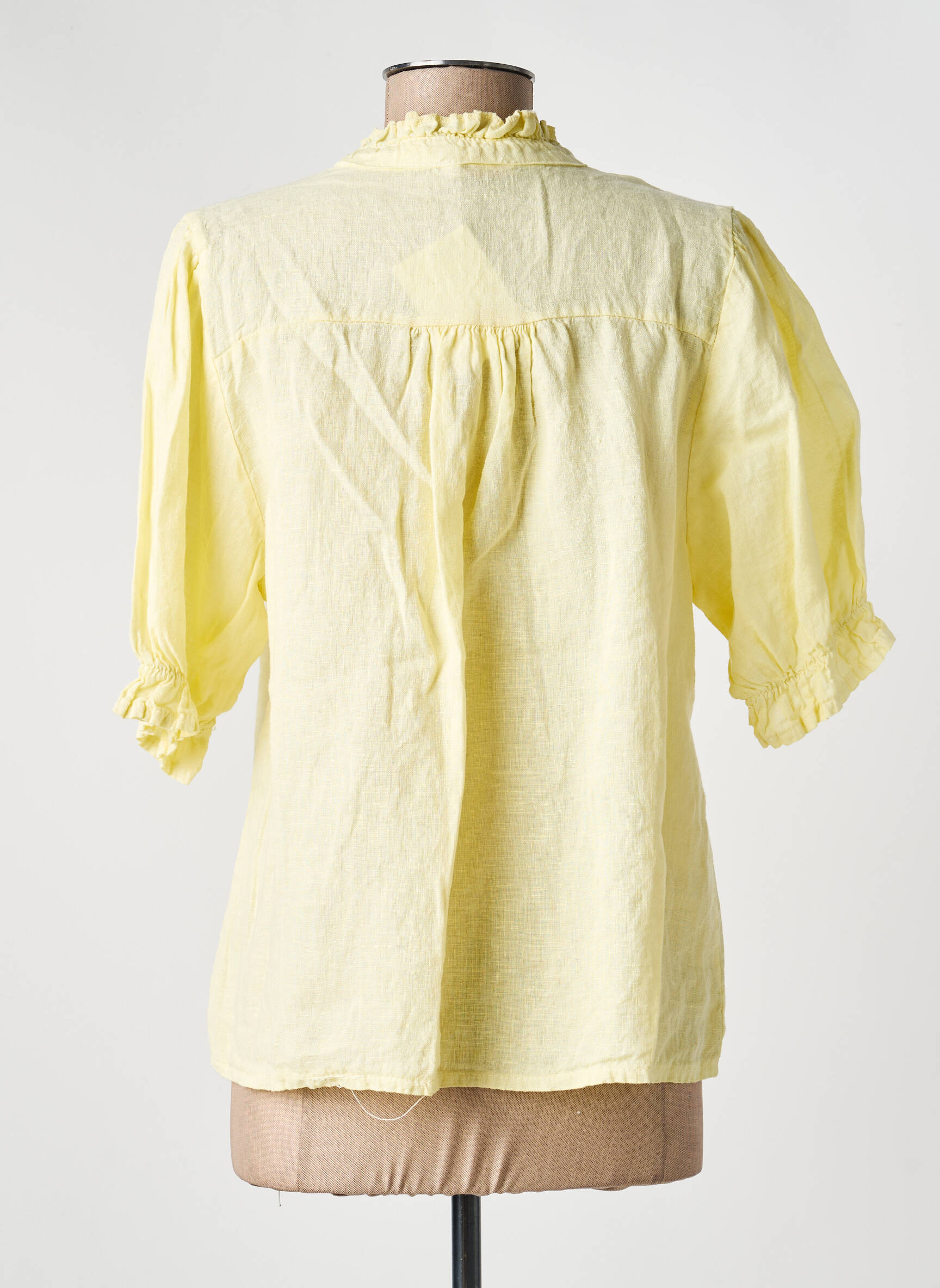 Blouse tissage crêpe manches courtes jaune NAIS femme