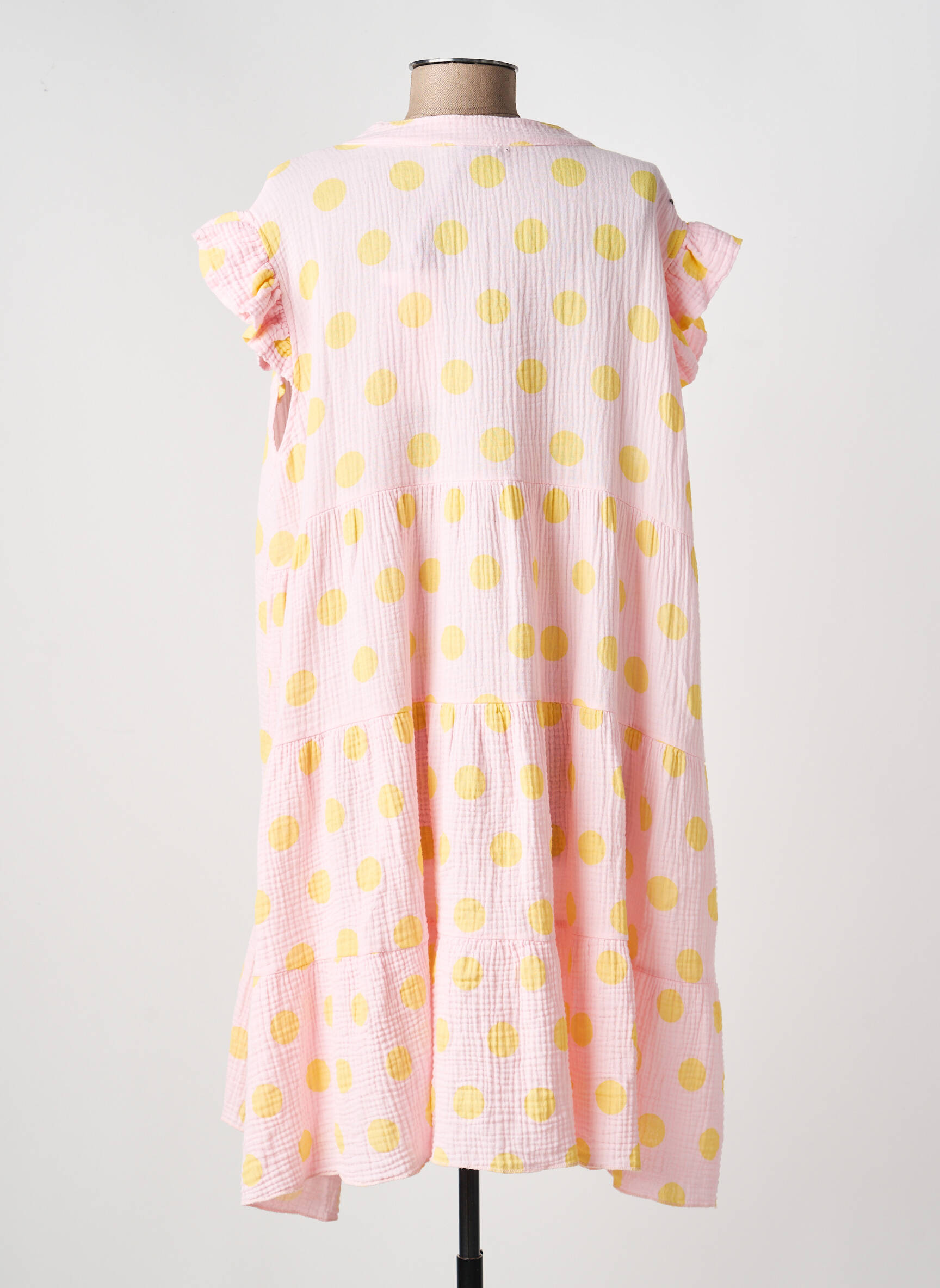Robe courte coupe évasée manches courtes orange ROSAN & CO femme