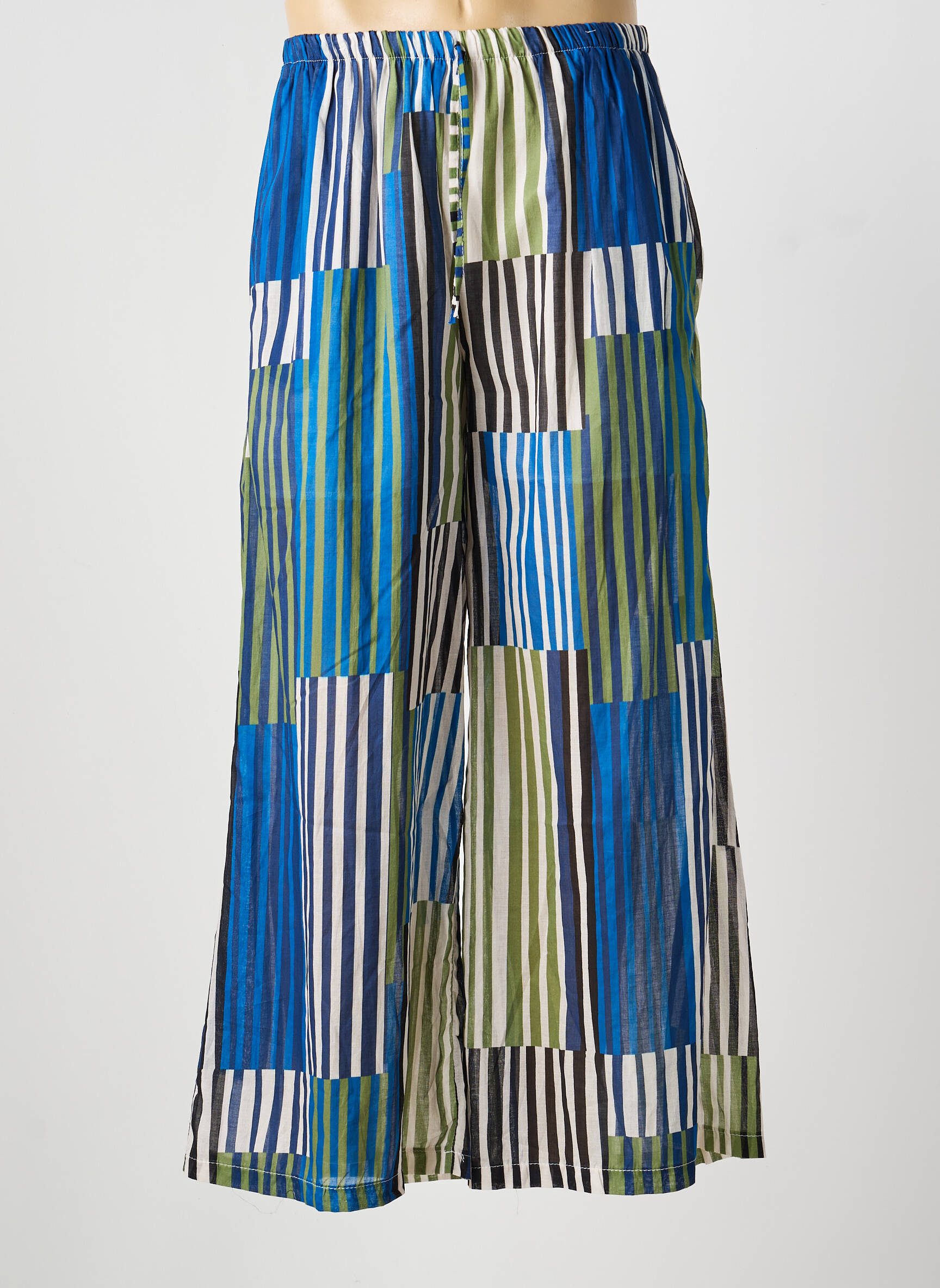 Pantalon large tissage popeline taille normale bleu SUNNY STUDIO femme
