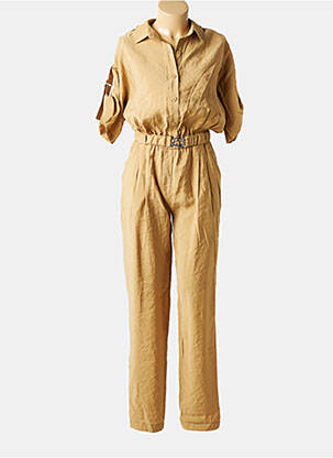 Combi-pantalon tissage crêpe manches courtes beige LA PETITE FRANCAISE femme