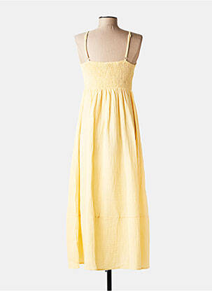 Robe longue tissage crêpe fines bretelles jaune LE JARDIN DU LIN femme