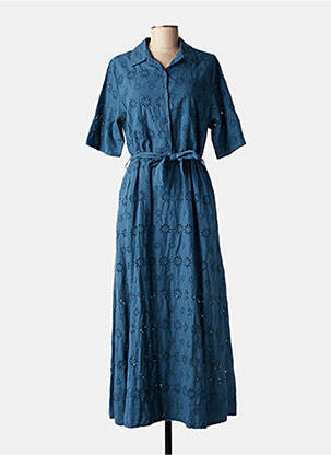 Robe longue manches courtes manches courtes bleu PAKO LITTO femme