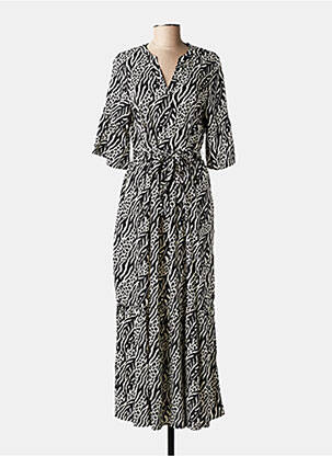 Robe longue tissage popeline manches courtes noir B.YOUNG femme