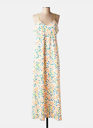 Robe longue imprimé fleurs fines bretelles jaune LAURE + MAX femme