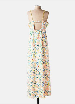 Robe longue imprimé fleurs fines bretelles jaune LAURE + MAX femme