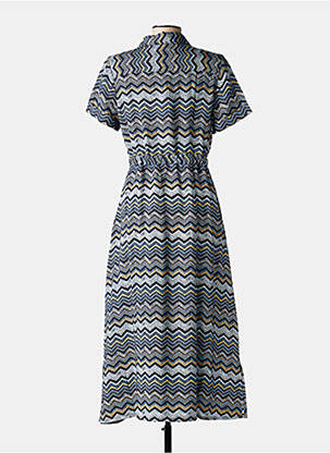 Robe longue tissage popeline manches courtes bleu STREET ONE femme