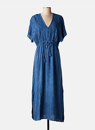 Robe longue manches courtes manches courtes bleu AN' GE femme