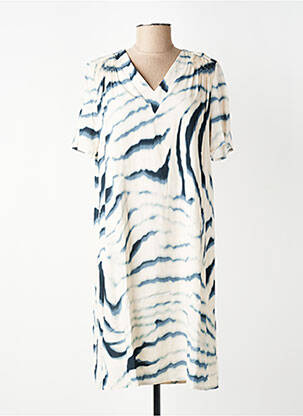 Robe mi-longue coupe fluide manches courtes beige SIGNE NATURE femme