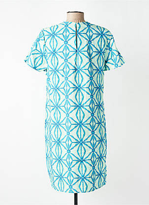 Robe mi-longue imprimé fantaisie manches courtes bleu SIGNE NATURE femme