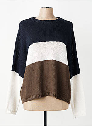 Pull maille souple et aérée manches longues bleu O'MER femme