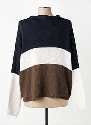 Pull maille souple et aérée manches longues bleu O'MER femme