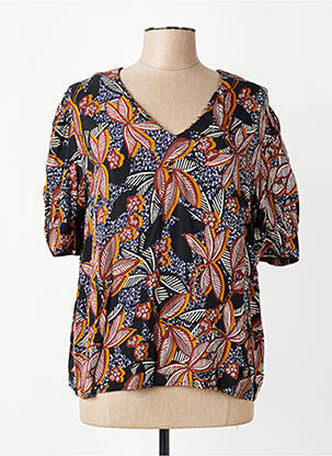 Blouse tissage popeline manches courtes noir LA FEE MARABOUTEE femme